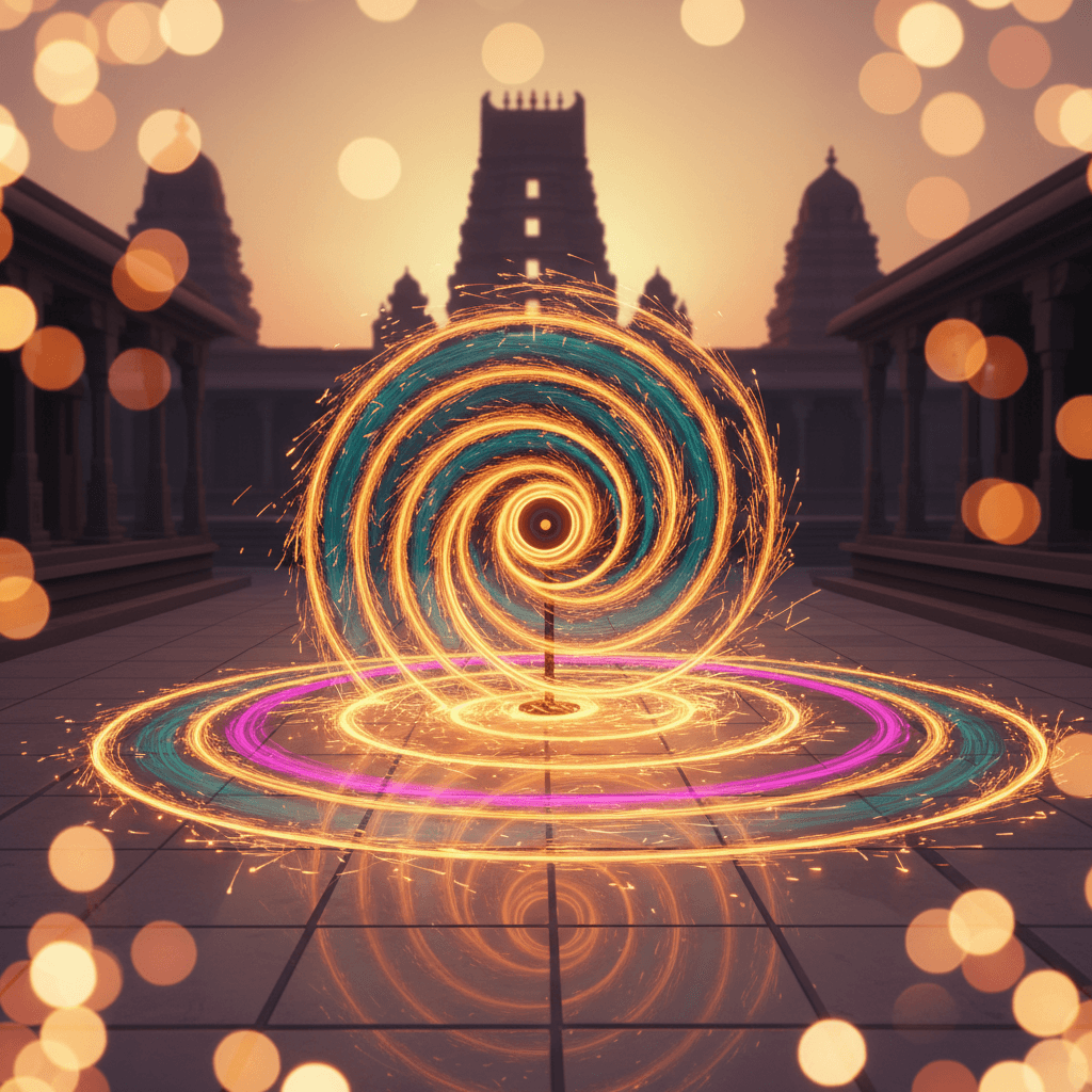 Chakkar / Wheel fireworks illustration