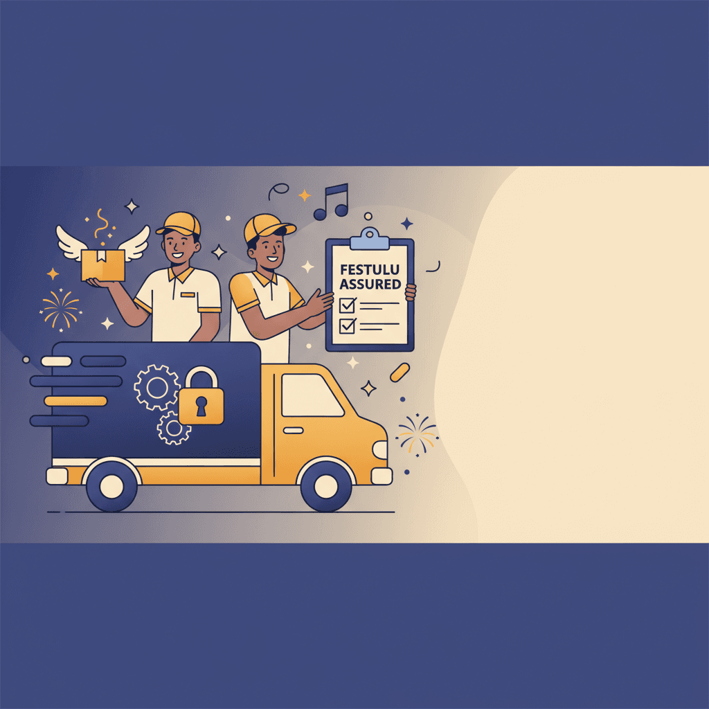 Illustration of Festulu logistics ensuring party shipments arrive on time