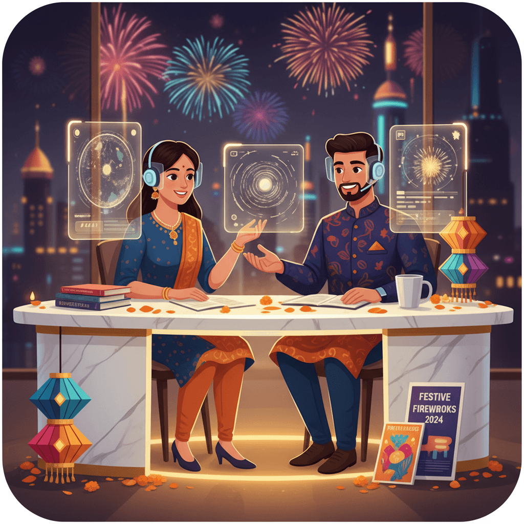 Festulu celebrations concierge assisting customers from a modern contact desk